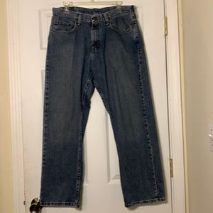 Wrangler 34x30 jeans 100% cotton soft and better with wear. Not distressed.